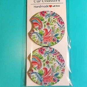 Pretty Floral Car Truck Cup Holder Car Coasters